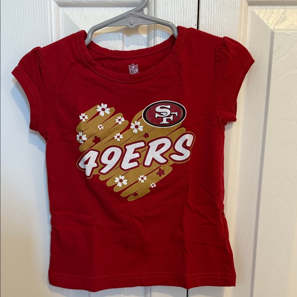 Kids girls Red 49ers Short Sleeve Tee